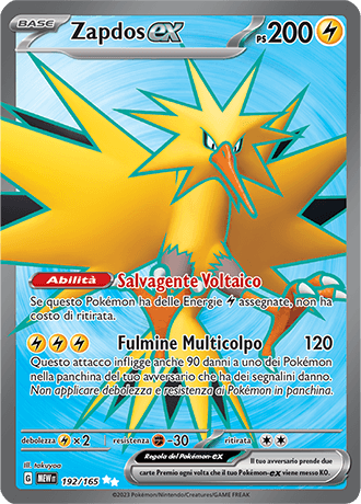 Zapdos ex 151 carta Pokémon italiana UR