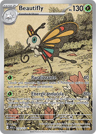 Beautifly Ascesa Eroica carta Pokémon italiana IR