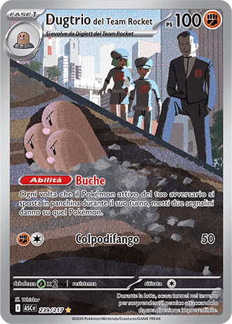 Dugtrio del Team Rocket Ascesa Eroica carta Pokémon italiana IR