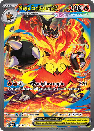 Mega Emboar ex Ascesa Eroica carta Pokémon italiana SIR