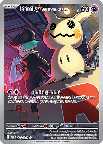 Mimikyu del Team Rocket Ascesa Eroica carta Pokémon italiana IR
