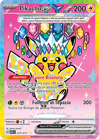 Pikachu ex Ascesa Eroica carta Pokémon italiana SIR