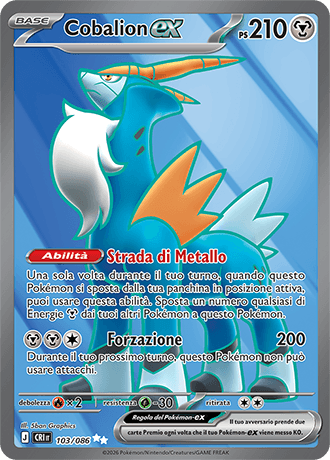 Cobalion ex Caos Nascente carta Pokémon italiana UR