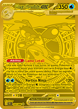 Mega Greninja ex Caos Nascente carta Pokémon italiana MUR