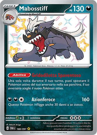 Mabosstiff Destino di Paldea carta Pokémon italiana SSB