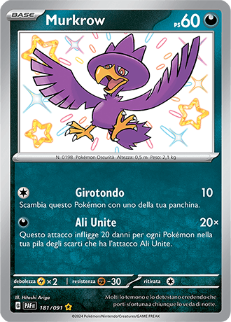 Murkrow Destino di Paldea carta Pokémon italiana SSB