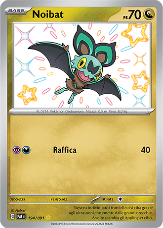 Noibat Destino di Paldea carta Pokémon italiana SSB