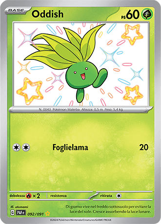 Oddish Destino di Paldea carta Pokémon italiana SSB