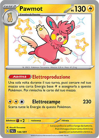 Pawmot Destino di Paldea carta Pokémon italiana SSB