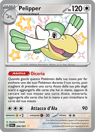 Pelipper Destino di Paldea carta Pokémon italiana SSB