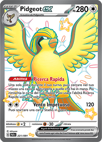 Pidgeot ex Destino di Paldea carta Pokémon italiana SSR