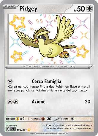 Pidgey Destino di Paldea carta Pokémon italiana SSB