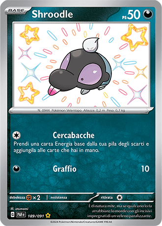 Shroodle Destino di Paldea carta Pokémon italiana SSB