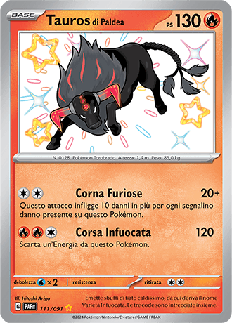 Tauros di Paldea Destino di Paldea carta Pokémon italiana SSB