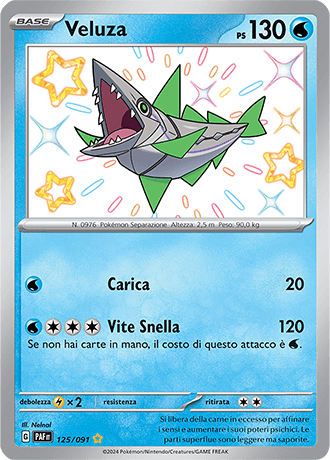 Veluza Destino di Paldea carta Pokémon italiana SSB