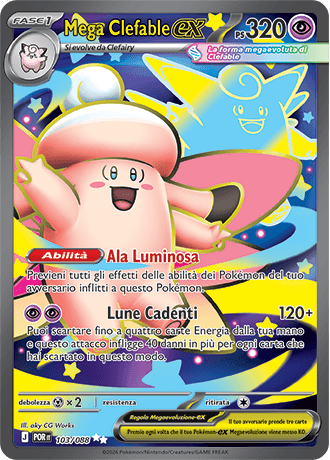 Mega Clefable ex Equilibrio Perfetto carta Pokémon italiana UR
