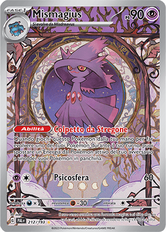 Mismagius Evoluzioni a Paldea carta Pokémon italiana IR
