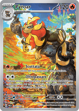 Pyroar Evoluzioni a Paldea carta Pokémon italiana IR