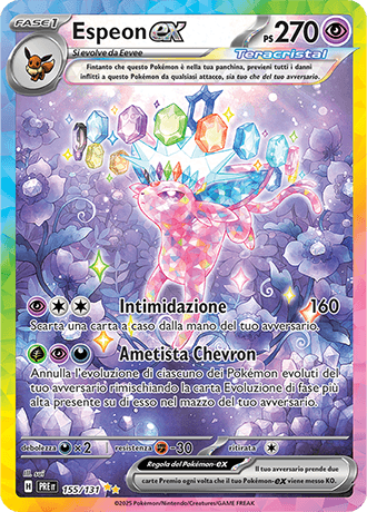 Espeon ex Evoluzioni Prismatiche carta Pokémon italiana SIR