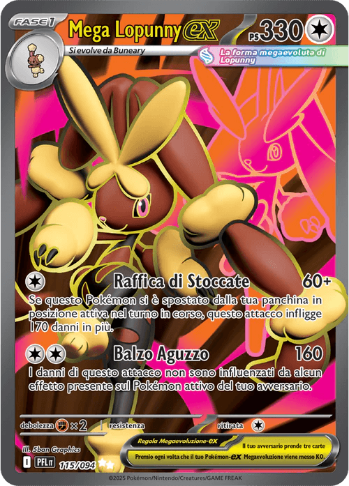 Mega Lopunny ex Fiamme Spettrali carta Pokémon italiana UR