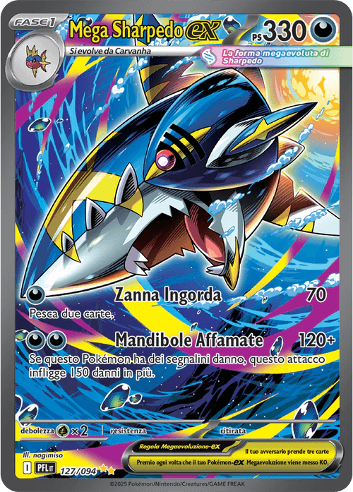 Mega Sharpedo ex Fiamme Spettrali carta Pokémon italiana SIR