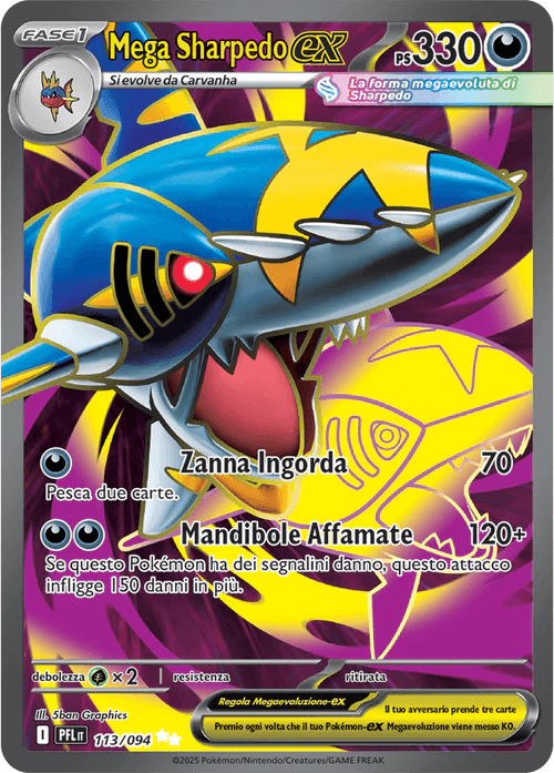 Mega Sharpedo ex Fiamme Spettrali carta Pokémon italiana UR