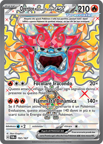 Ogerpon Maschera Focolare ex Crepuscolo Mascherato carta Pokémon italiana UR