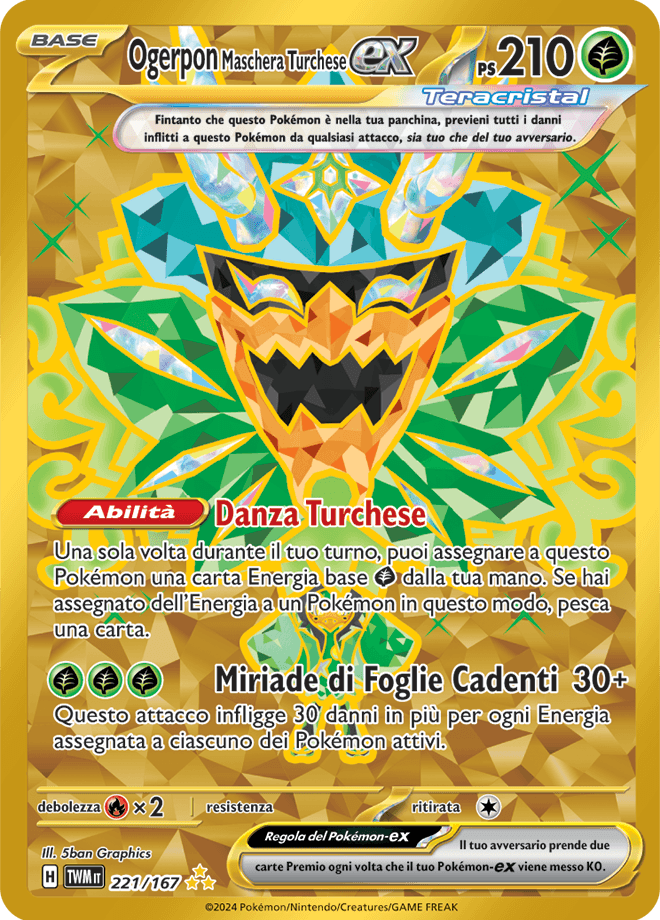 Ogerpon Maschera Turchese ex Crepuscolo Mascherato carta Pokémon italiana HR