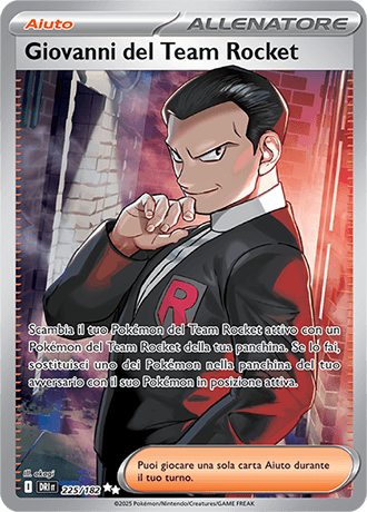 Giovanni del Team Rocket Rivali Predestinati carta Pokémon italiana UR