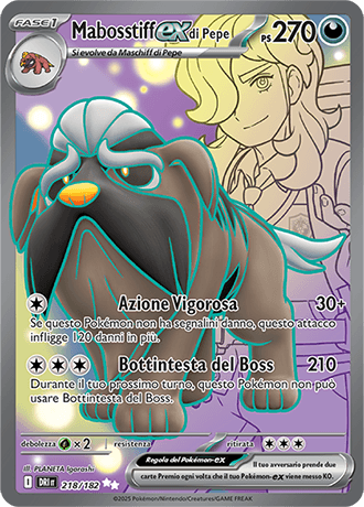 Mabosstiff ex di Pepe Rivali Predestinati carta Pokémon italiana UR
