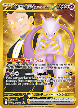 Mewtwo ex del Team Rocket Rivali Predestinati carta Pokémon italiana HR