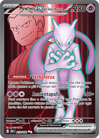 Mewtwo ex del Team Rocket Rivali Predestinati carta Pokémon italiana UR