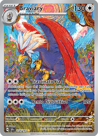 Braviary Scintille Folgoranti carta Pokémon italiana IR