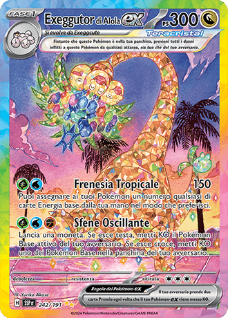 Exeggutor di Alola ex Scintille Folgoranti carta Pokémon italiana SIR