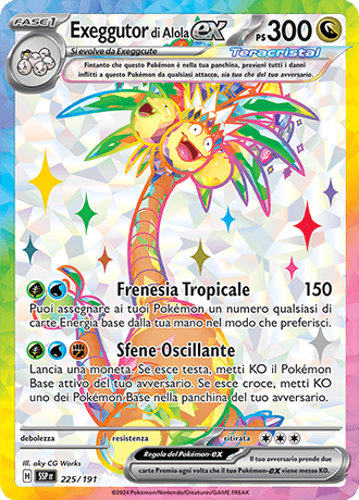 Exeggutor di Alola ex Scintille Folgoranti carta Pokémon italiana UR