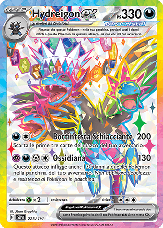 Hydreigon ex Scintille Folgoranti carta Pokémon italiana UR