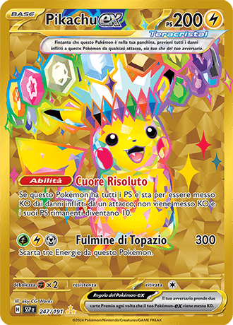Pikachu ex Scintille Folgoranti carta Pokémon italiana HR