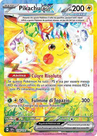 Pikachu ex Scintille Folgoranti carta Pokémon italiana SIR
