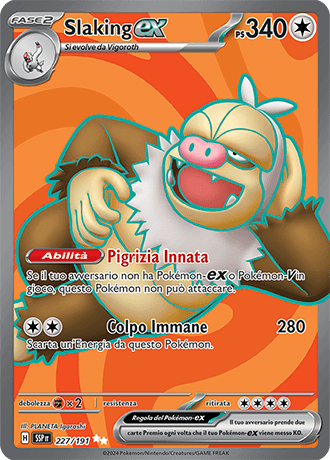 Slaking ex Scintille Folgoranti carta Pokémon italiana UR