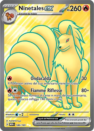Ninetales ex 151 carta Pokémon italiana