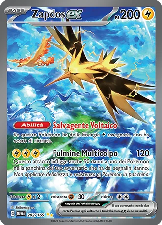 Zapdos ex 151 carta Pokémon italiana SIR