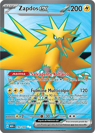 Zapdos ex 151 carta Pokémon italiana UR