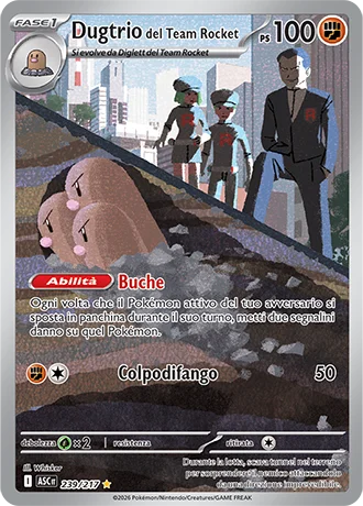 Dugtrio del Team Rocket Ascesa Eroica carta Pokémon italiana IR