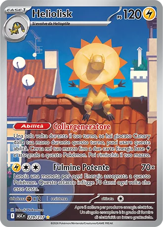 Heliolisk Ascesa Eroica carta Pokémon italiana IR