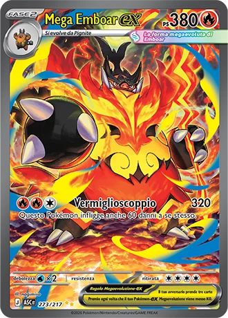 Mega Emboar ex Ascesa Eroica carta Pokémon italiana SIR