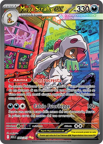 Mega Scrafty ex Ascesa Eroica carta Pokémon italiana SIR
