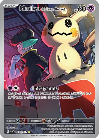 Mimikyu del Team Rocket Ascesa Eroica carta Pokémon italiana IR