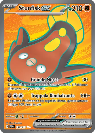 Stunfisk ex Ascesa Eroica carta Pokémon italiana UR