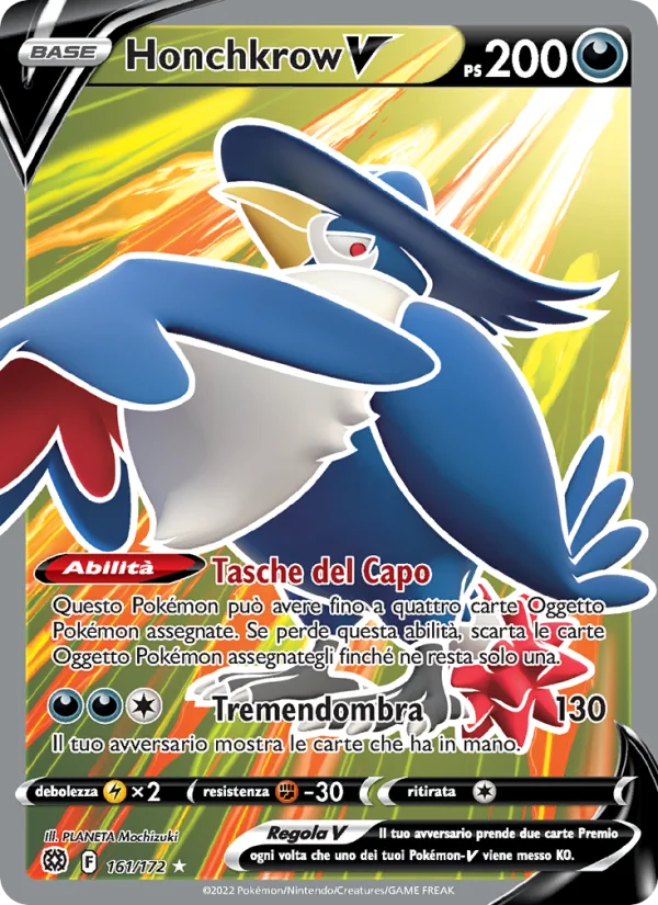 Honchkrow V Astri Lucenti carta Pokémon italiana UR