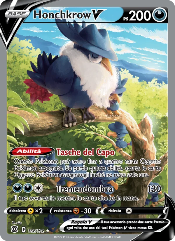 Honchkrow V Astri Lucenti carta Pokémon italiana UR